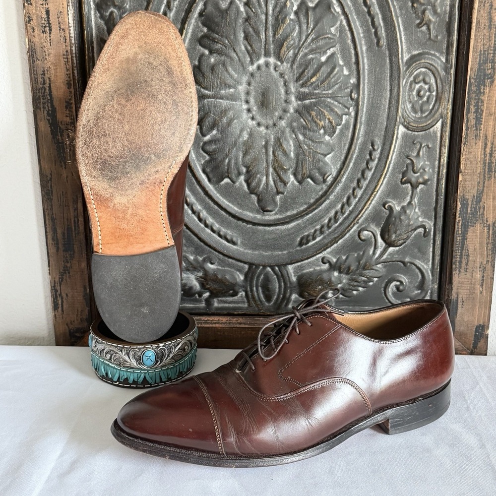 JOHNSTON & MURPHY Optima Cap Toe Oxford Shoes Made in USA Mens 10.5 D/B 43664 - Picture 10 of 11